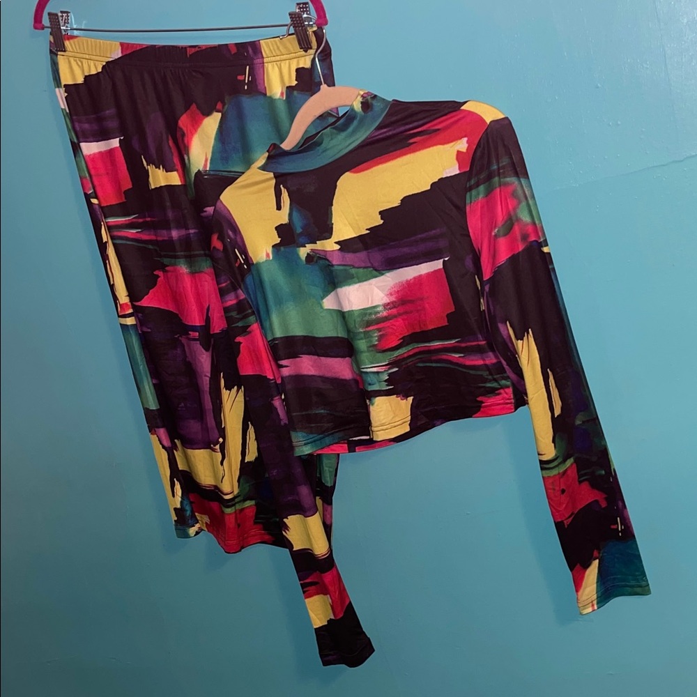 Colorful Abstract Print Two-Piece Set